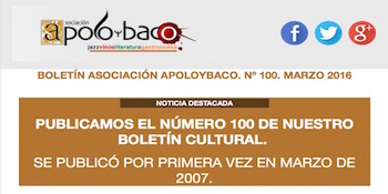 El Boletín cultural de la Asociación Apoloybaco, llega a su número 100.